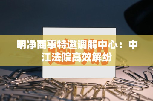 明净商事特邀调解中心：中江法院高效解纷