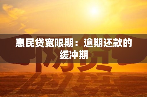 惠民贷宽限期:逾期还款的缓冲期 惠民贷宽限期:逾期还款的缓冲期