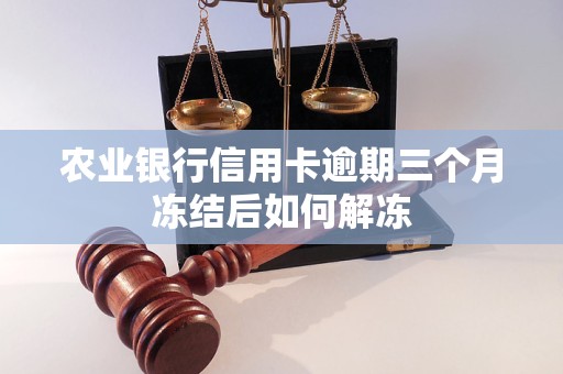 农业银行信用卡逾期三个月冻结后如何解冻