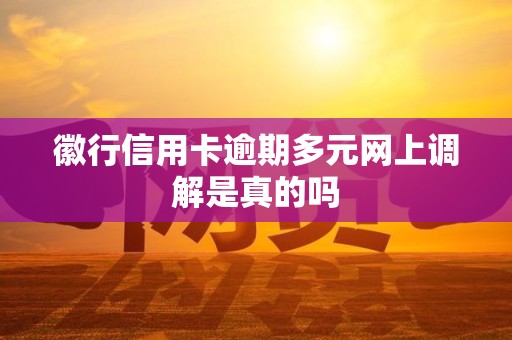 徽行信用卡逾期多元网上调解是真的吗 徽行信用卡逾期多元网上调解是真的吗