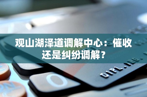 观山湖泽道调解中心：催收还是纠纷调解？