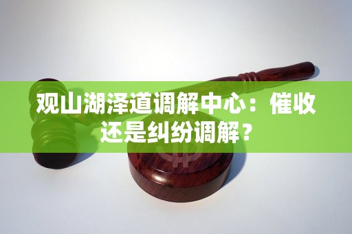 观山湖泽道调解中心：催收还是纠纷调解？