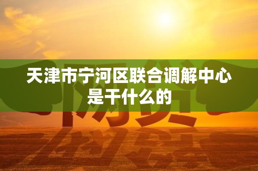 天津市宁河区联合调解中心是干什么的 天津市宁河区联合调解中心是干什么的