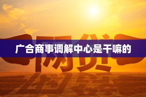 广合商事调解中心是干嘛的