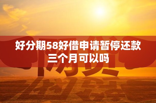 好分期58好借申请暂停还款三个月可以吗