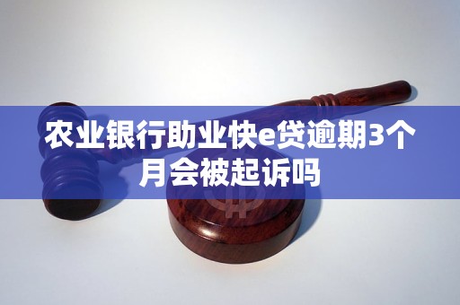 农业银行助业快e贷逾期3个月会被起诉吗