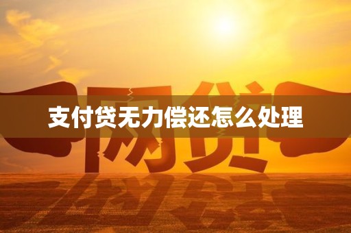支付贷无力偿还怎么处理 支付贷无力偿还怎么处理
