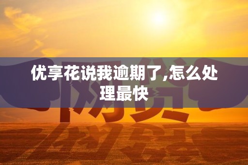 优享花说我逾期了,怎么处理最快 优享花说我逾期了,怎么处理最快