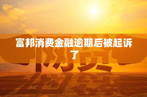 富邦消费金融逾期后被起诉了