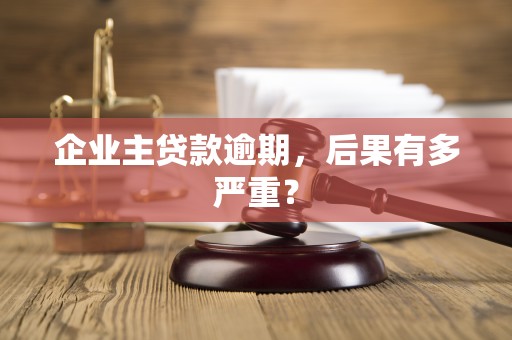 企业主贷款逾期,后果有多严重? 企业主贷款逾期,后果有多严重?