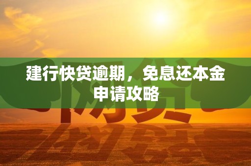 建行快贷逾期，免息还本金申请攻略