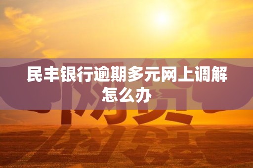 民丰银行逾期多元网上调解怎么办 民丰银行逾期多元网上调解怎么办
