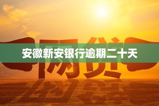 安徽新安银行逾期二十天