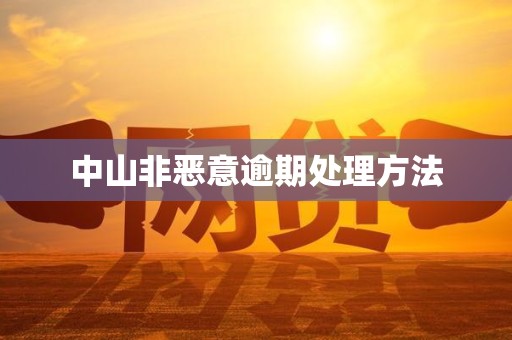 中山非恶意逾期处理方法