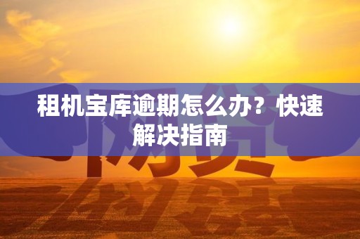 租机宝库逾期怎么办？快速解决指南