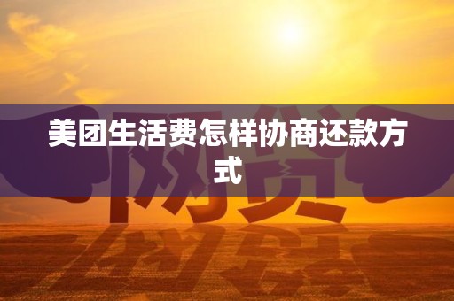 美团生活费怎样协商还款方式 美团生活费怎样协商还款方式