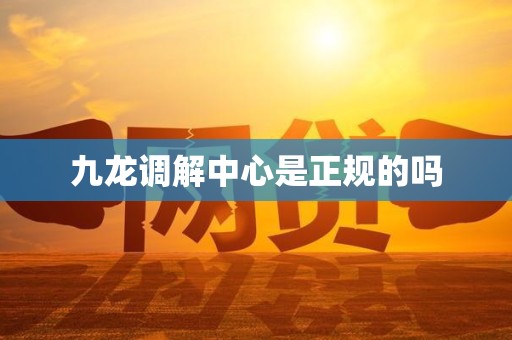 九龙调解中心是正规的吗