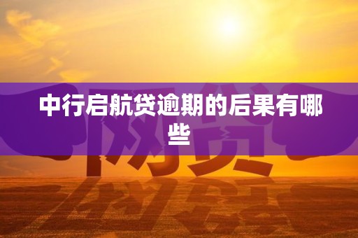 中行启航贷逾期的后果有哪些