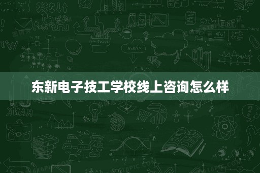 东新电子技工学校线上咨询怎么样 东新电子技工学校线上咨询怎么样