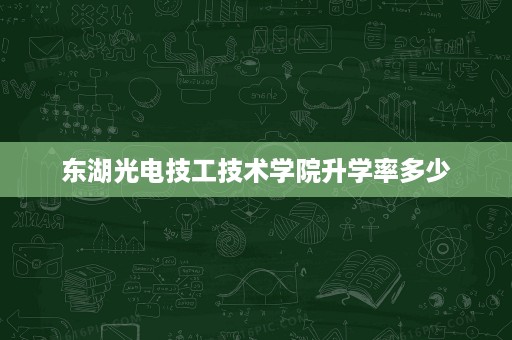 东湖光电技工技术学院升学率多少