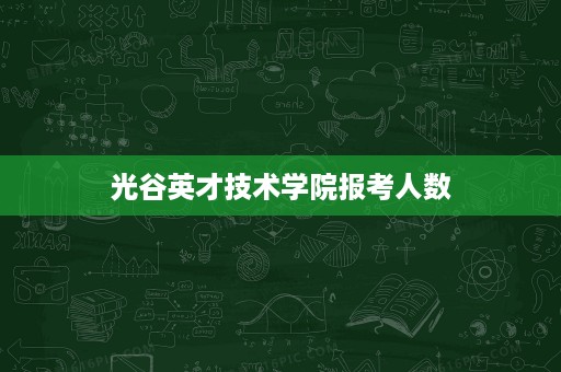 光谷英才技术学院报考人数 光谷英才技术学院报考人数