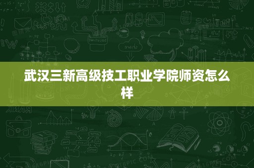 武汉三新高级技工职业学院师资怎么样 武汉三新高级技工职业学院师资怎么样