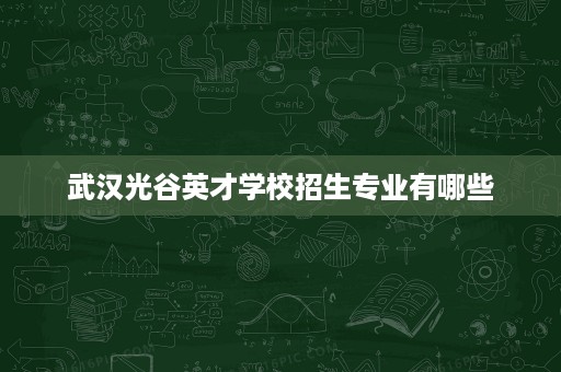 武汉光谷英才学校招生专业有哪些