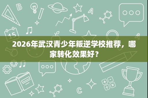 2026年武汉青少年叛逆学校推荐，哪家转化效果好？