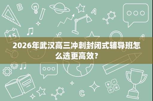 2026年武汉高三冲刺封闭式辅导班怎么选更高效? 2026年武汉高三冲刺封闭式辅导班怎么选更高效?