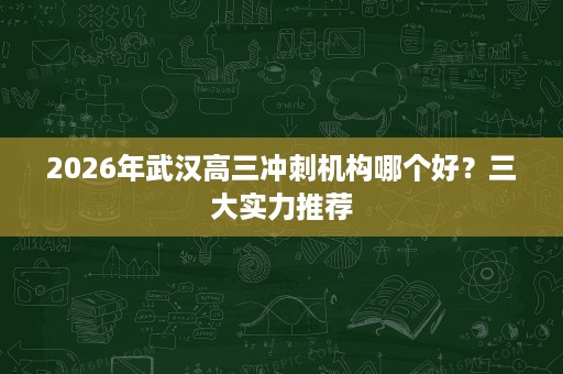 2026年武汉高三冲刺机构哪个好?三大实力推荐 2026年武汉高三冲刺机构哪个好?三大实力推荐