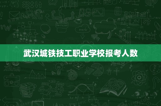 武汉城铁技工职业学校报考人数 武汉城铁技工职业学校报考人数