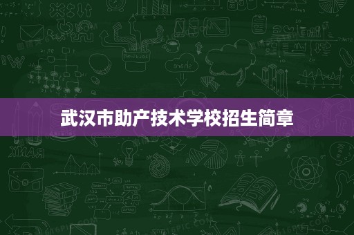 武汉市助产技术学校招生简章