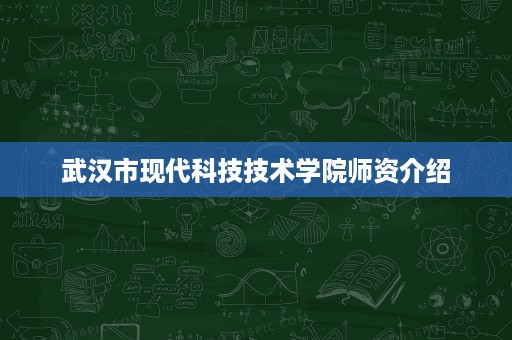 武汉市现代科技技术学院师资介绍 武汉市现代科技技术学院师资介绍