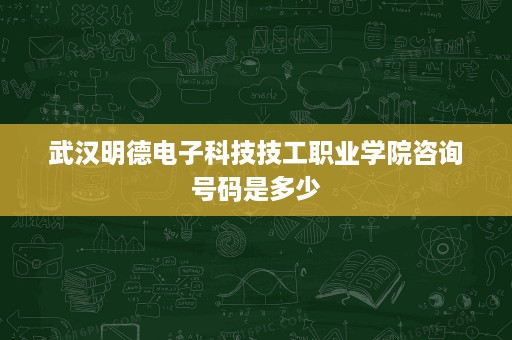 武汉明德电子科技技工职业学院咨询号码是多少 武汉明德电子科技技工职业学院咨询号码是多少