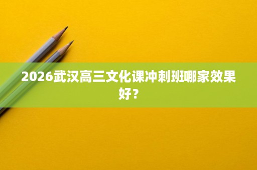 2026武汉高三文化课冲刺班哪家效果好？