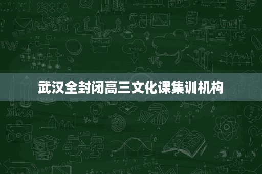 武汉全封闭高三文化课集训机构 武汉全封闭高三文化课集训机构