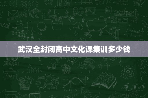 武汉全封闭高中文化课集训多少钱 武汉全封闭高中文化课集训多少钱