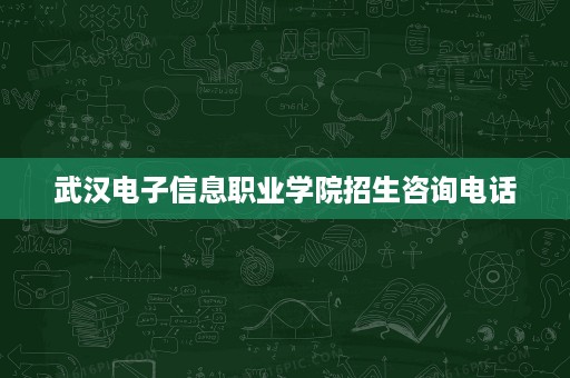 武汉电子信息职业学院招生咨询电话 武汉电子信息职业学院招生咨询电话