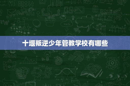 十堰叛逆少年管教学校有哪些 十堰叛逆少年管教学校有哪些