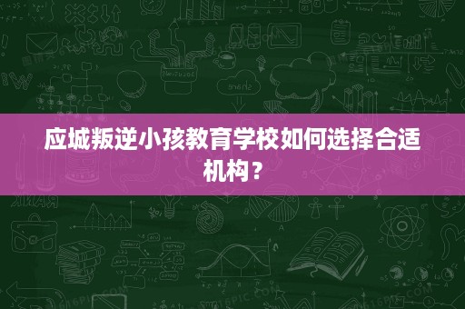 应城叛逆小孩教育学校如何选择合适机构? 应城叛逆小孩教育学校如何选择合适机构?