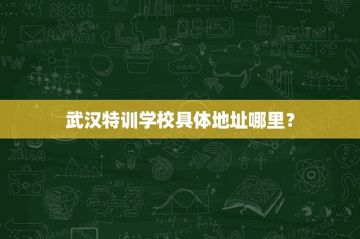 武汉特训学校具体地址哪里? 武汉特训学校具体地址哪里?