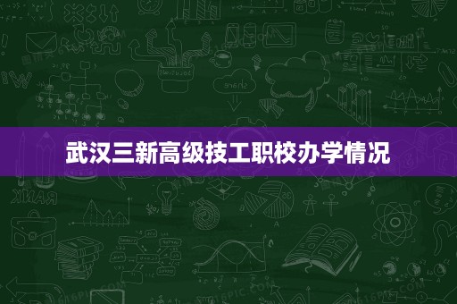 武汉三新高级技工职校办学情况 武汉三新高级技工职校办学情况