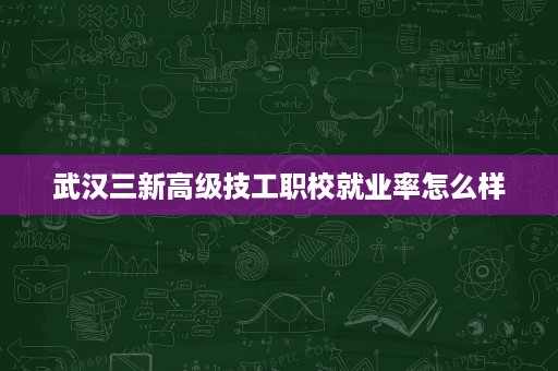 武汉三新高级技工职校就业率怎么样 武汉三新高级技工职校就业率怎么样