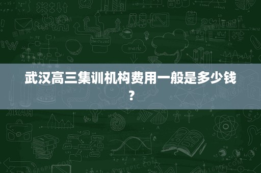 武汉高三集训机构费用一般是多少钱? 武汉高三集训机构费用一般是多少钱?