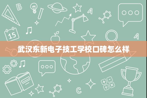 武汉东新电子技工学校口碑怎么样