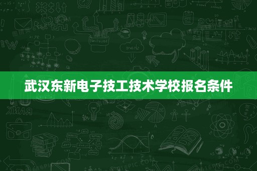 武汉东新电子技工技术学校报名条件