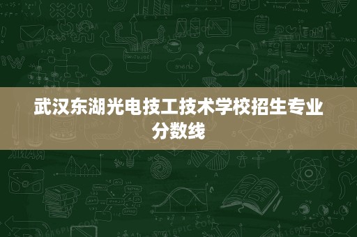 武汉东湖光电技工技术学校招生专业分数线 武汉东湖光电技工技术学校招生专业分数线