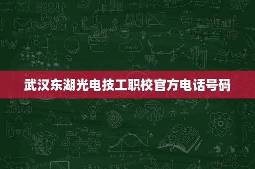 武汉东湖光电技工职校官方电话号码 武汉东湖光电技工职校官方电话号码