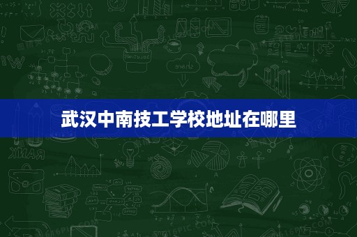 武汉中南技工学校地址在哪里 武汉中南技工学校地址在哪里