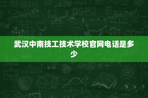 武汉中南技工技术学校官网电话是多少
